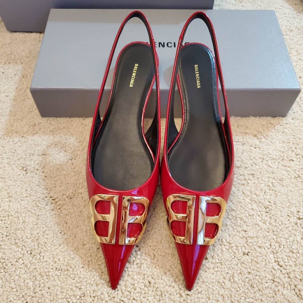Balenciaga Knife Patent Flat Slingback